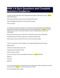 HRB 1-6 Quiz Questions and Complete Solutions Graded A+