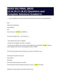 BUAD 331 FINAL (MOD 13,14,19,17,18,21) Questions and Complete Solutions Graded A+