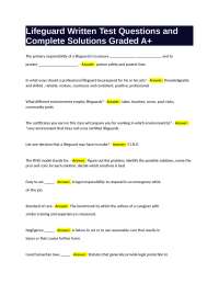 Lifeguard Written Test Questions and Complete Solutions Graded A+