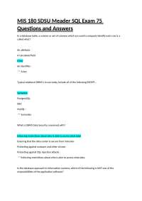 MIS 180 SDSU Meader SQL Exam 75 Questions and Answers