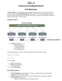 Unit-4  Network Layer and Routing Protocols