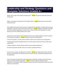 Leadership and Strategy Questions and Complete Solutions Graded A+