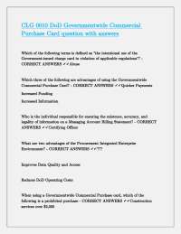 CLG 0010 DoD Governmentwide Commercial Purchase Card question with answers