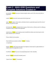 Exam 2 - MAN 4330 Questions and Complete Solutions Graded A+
