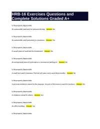 HRB-16 Exercises Questions and Complete Solutions Graded A+
