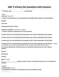 A&P 2 Urinary Set Questions with Answers