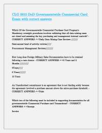 CLG 0010 DoD Governmentwide Commercial Card Exam with correct answers