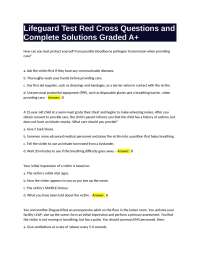 Lifeguard Test Red Cross Questions and Complete Solutions Graded A+