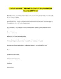 Law and Ethics for CA Dental Hygiene Exam Questions and Answers 100% Pass