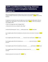 CEPA Certified Exit Planning Advisor Questions and Complete Solutions Graded A+