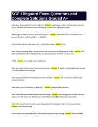 SGE Lifeguard Exam Questions and Complete Solutions Graded A+