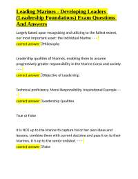 Leading Marines - Developing Leaders (Leadership Foundations) Exam Questions And Answers