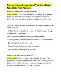 Marine Corps Leadership Principles Exam Questions And Answers