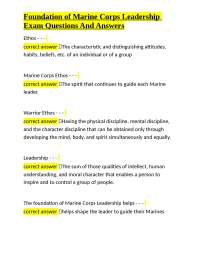 Foundation of Marine Corps Leadership Exam Questions And Answers