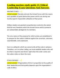 Leading marines study guide 13: Ethical Leadership Exam Questions And Answers