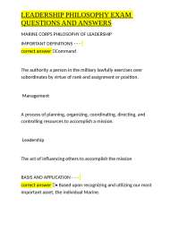 LEADERSHIP PHILOSOPHY EXAM QUESTIONS AND ANSWERS