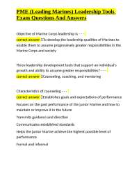 PME (Leading Marines) Leadership Tools Exam Questions And Answers