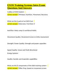 EXOS Training Systems Intro Exam: Questions and Answers