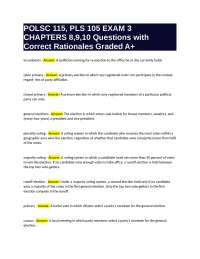 POLSC 115, PLS 105 EXAM 3: Chapters 8, 9, 10 - Key Concepts and Answers