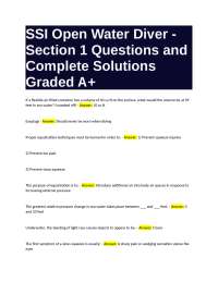 SSI Open Water Diver - Section 1 Questions and Complete Solutions