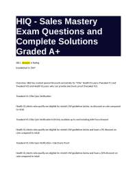 Health IQ Sales Mastery Exam Questions and Solutions