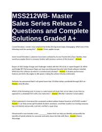 MSS212WB- Master Sales Series Release 2 Questions and Complete Solutions Graded A+