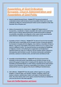 Assemblies of God Ordination Synopsis: Church Administration and Assemblies of God Polity