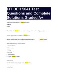FIT BEH 5041 Test: Questions and Complete Solutions Graded A+