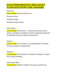 EXOS PERFORMANCE SPECIALIST EXAM QUESTIONS AND ANSWERS