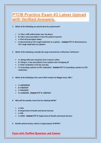 PTCB Practice Exam #3 Latest Upload with Verified Answers.