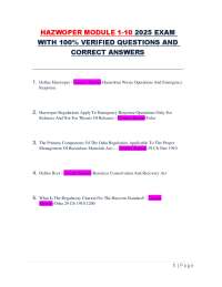 HAZWOPER MODULE 1-10 2025 EXAM  WITH 100% VERIFIED QUESTIONS AND  CORRECT ANSWERS