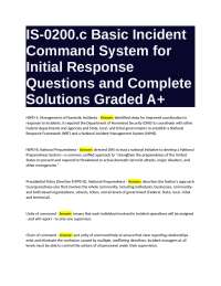 Incident Command System (ICS) for Initial Response: Questions and Solutions