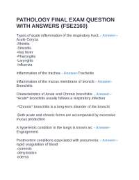 Pathology Final Exam Questions and Answers (FSE2160)