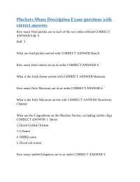 Pluckers Menu Description Exam Questions and Answers
