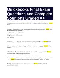 Quickbooks Final Exam Questions and Solutions