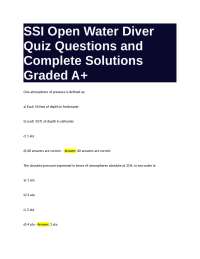 SSI Open Water Diver Quiz Questions and Answers