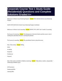 Corporals Course Test 1 Study Guide: Questions and Solutions for Residential Marines