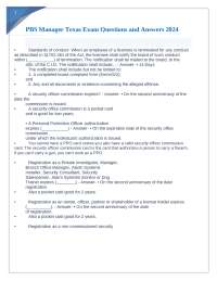 Texas Private Security Manager Exam Questions and Answers 2024