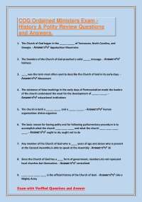 Church of God History and Polity Exam Questions and Answers