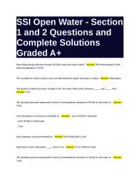 SSI Open Water - Section 1 and 2 Questions and Complete Solutions Graded A+