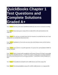 QuickBooks Chapter 1 Test Questions and Complete Solutions