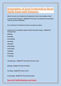 Assemblies of God Credentialing Study Guide Exam with Answers.