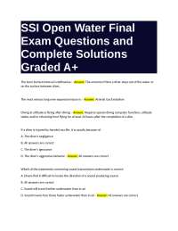 SSI Open Water Final Exam Questions and Complete Solutions