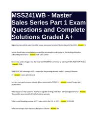 MSS241WB - Master Sales Series Part 1 Exam Questions and Complete Solutions Graded A+