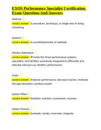 EXOS Performance Specialist Certification Exam Questions and Answers