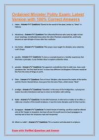 Ordained Minister Polity Exam: Latest Version with 100% Correct Answers