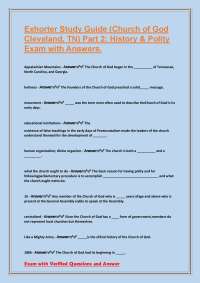 Church of God History and Polity Exam with Answers