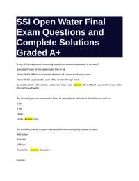 SSI Open Water Final Exam Questions and Complete Solutions