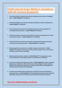 DASA Dental Exam Midterm Questions and Answers