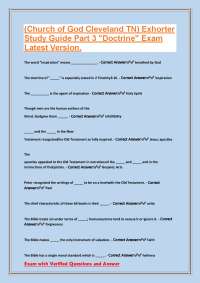 Church of God Cleveland TN Exhorter Study Guide Part 3 'Doctrine' Exam